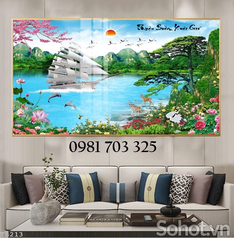 Tranh gạch phong thủy thuận buồm xuôi gió