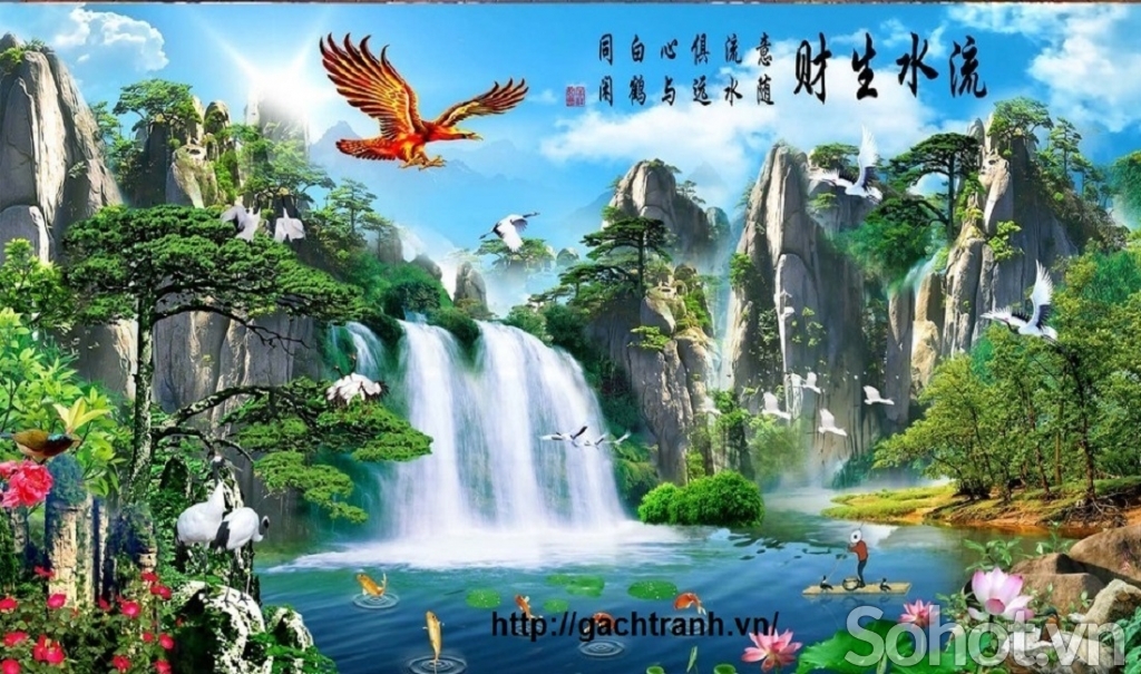 Gạch tranh 3d ốp tường cảnh đồng quê - X333