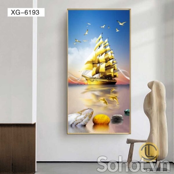 Bức họa thuyền buồm xuôi gió