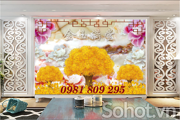 Tranh gạch men cây tiền - gạch tranh 3g AN0S