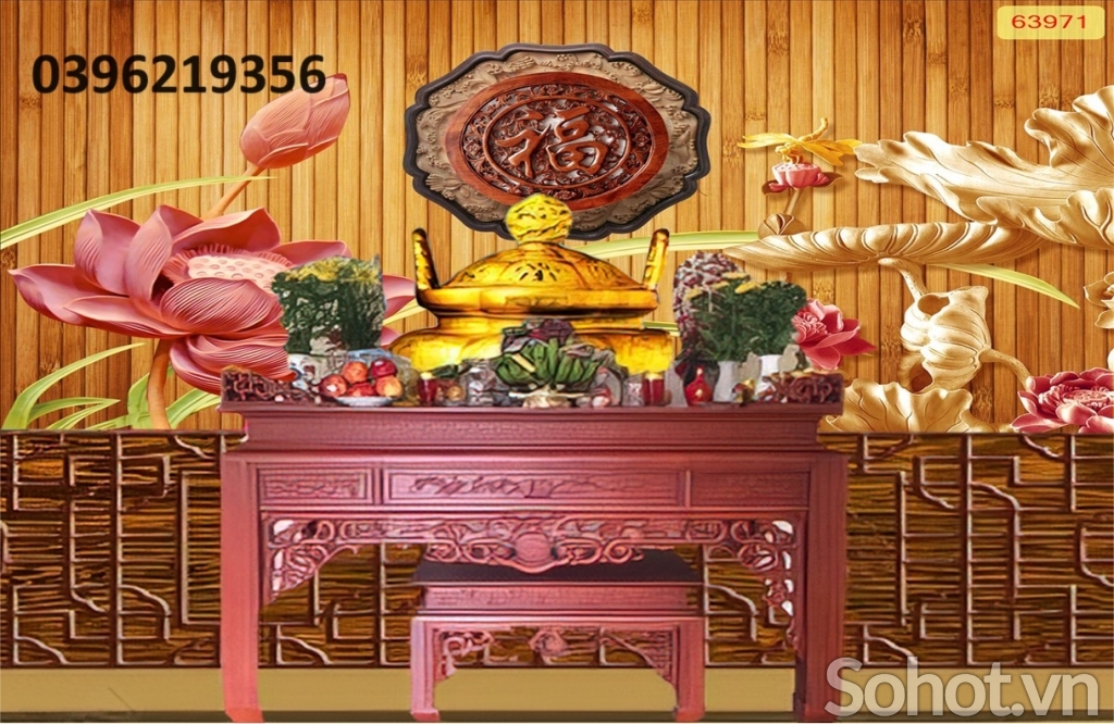 Tranh gạch đẹp phòng thờ 3D