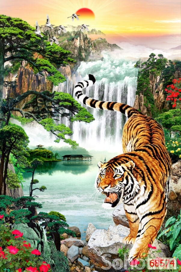 Tranh gạch 3d ốp tường tranh con hổ - CX433