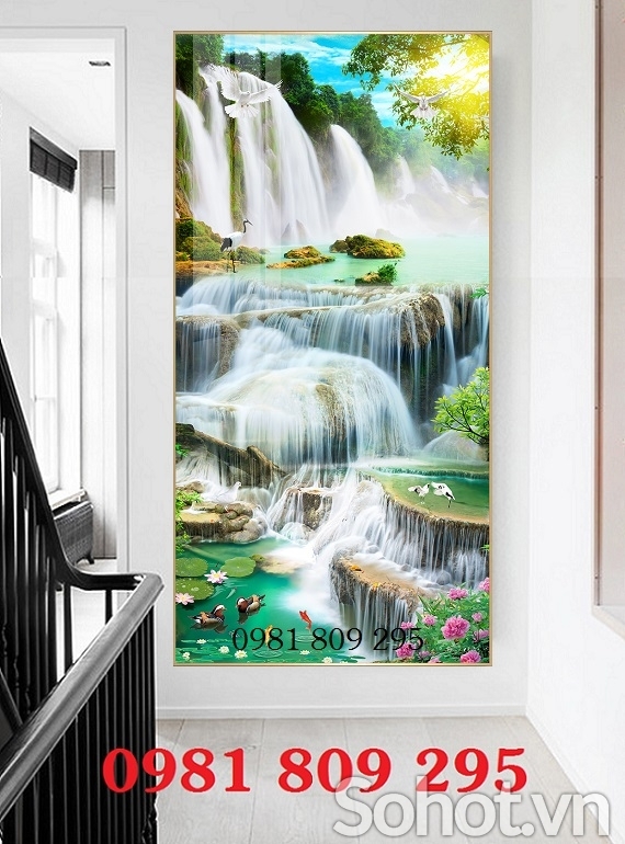 Tranh thác nước , gạch 3d ốp tường JP3255