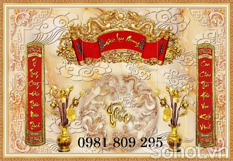 Tranh gạch men dán tường phòng thờ HP847