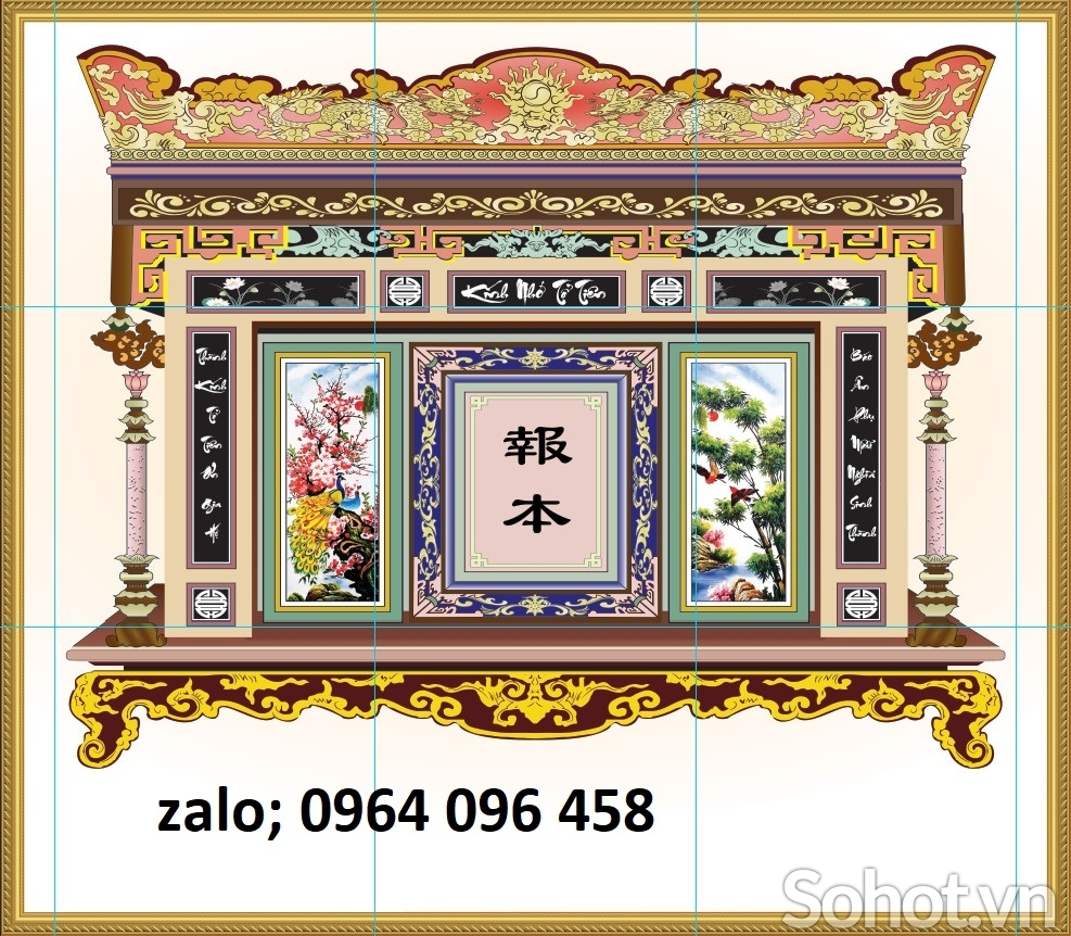 Tranh gạch 3d bàn thờ gia tiên - KJHG66