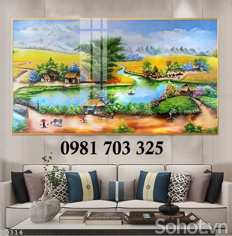 Tranh gạch phong cảnh đồng quê dán tường