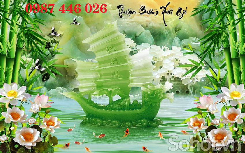 Gạch tranh phong thủy thuyền buồm HP9822