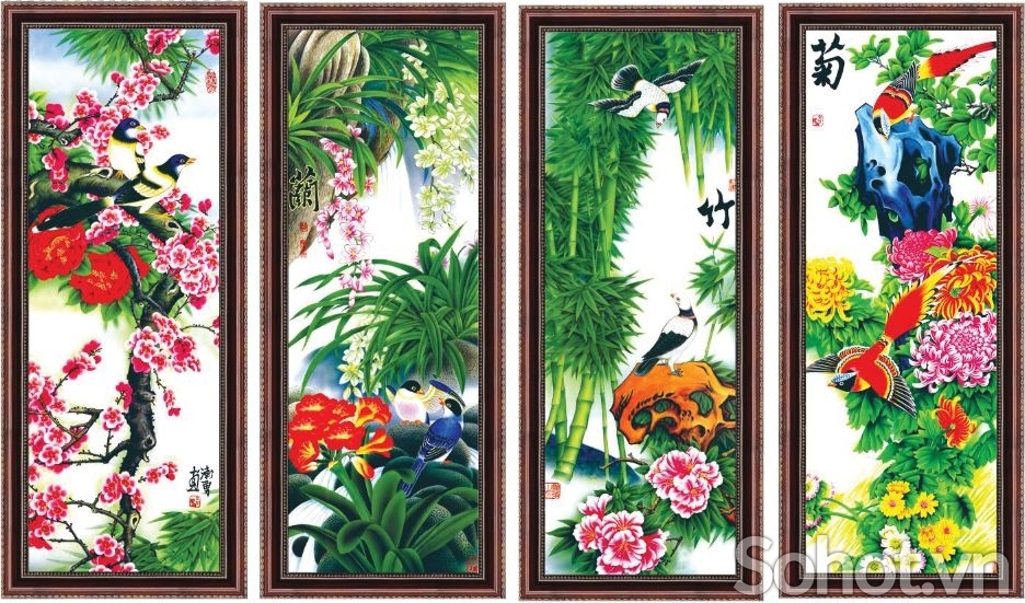 Tranh gạch 3d tứ quý - GSZ3