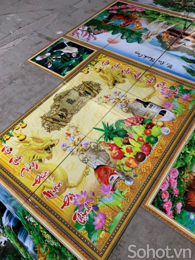 tranh 3D phòng thờ, tranh gạch men