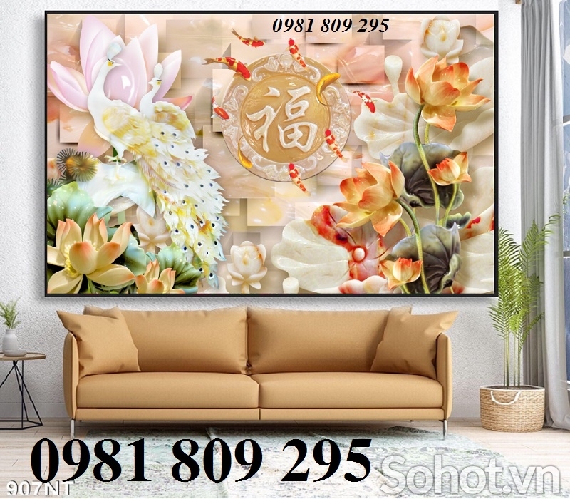 gạch tranh 3d chim công MỚI SALE