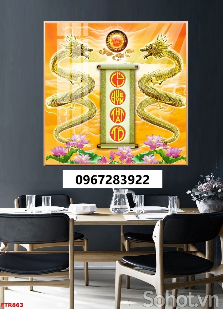 Tranh gạch 3d rồng phượng sang trọng