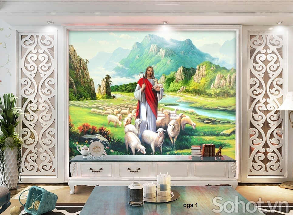 Tranh gạch men 3d dán tường thiên chúa - H006