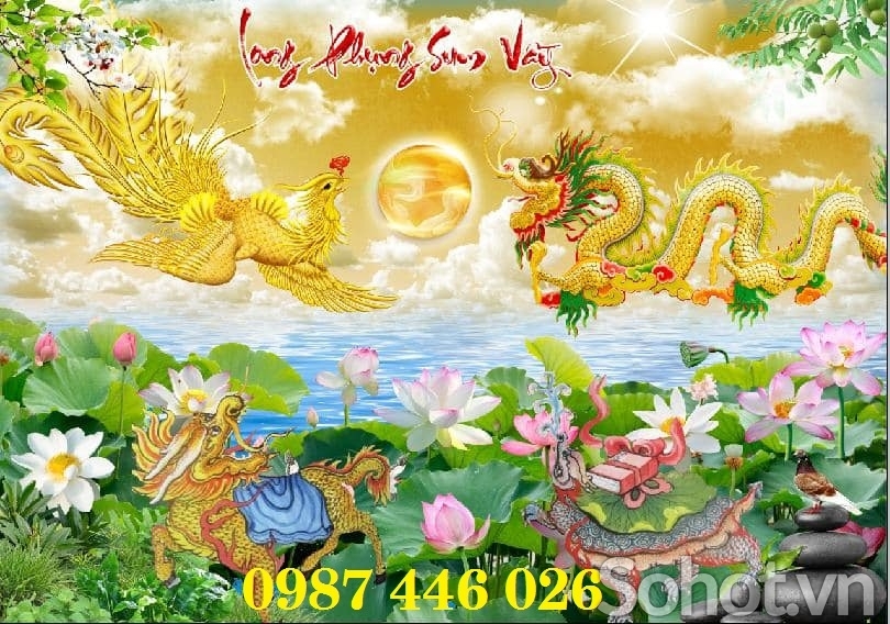 Gạch tranh rồng phượng vàng HP9233