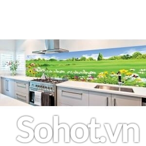 tranh kính phòng bếp