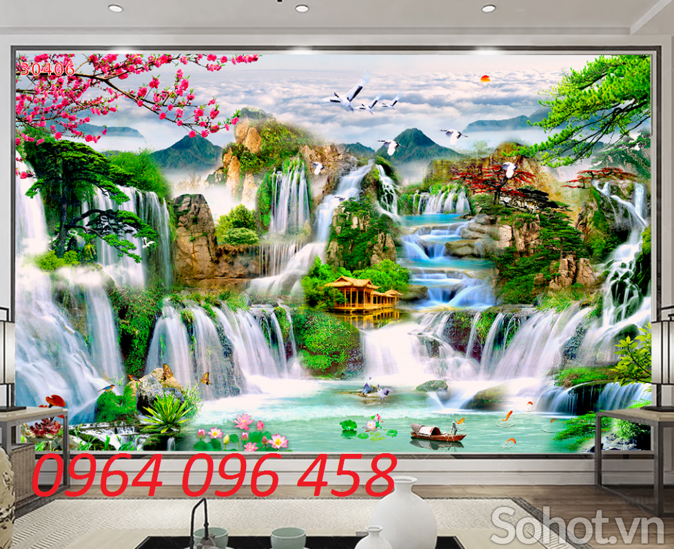 Gạch tranh 3d phong cảnh phong thủy - CMN422
