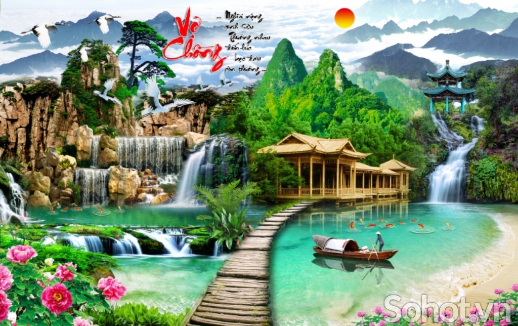 Gạch tranh 3d phong cảnh phong thủy - SDG76