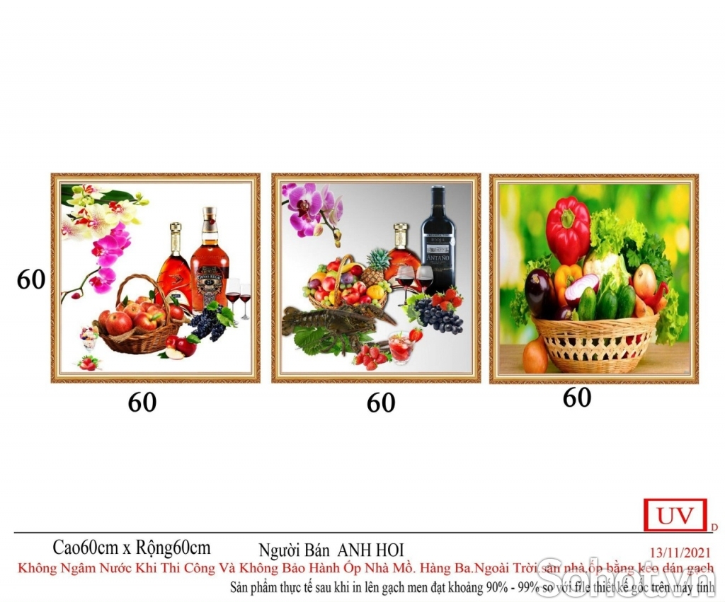 Trang trí phòng ăn - gạch tranh dán tường