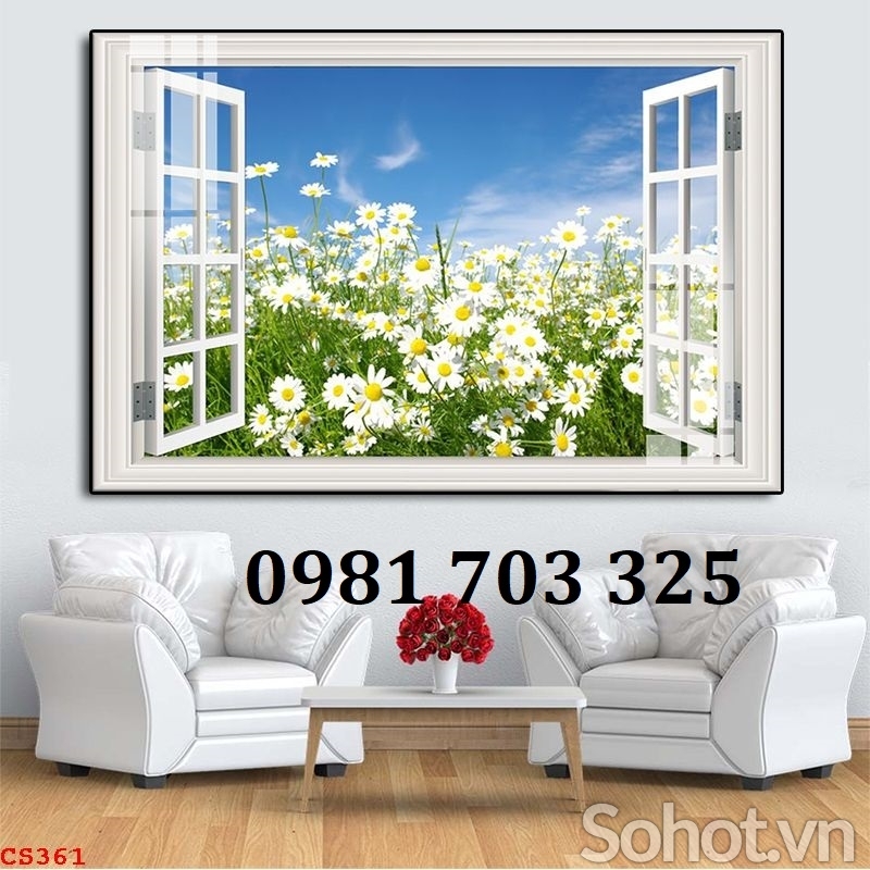 Tranh gạch cửa sổ trang trí