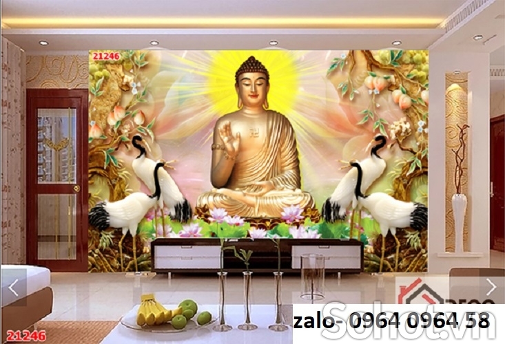 Tranh gạch 3d phật ốp tường phòng thờ - DFGH6