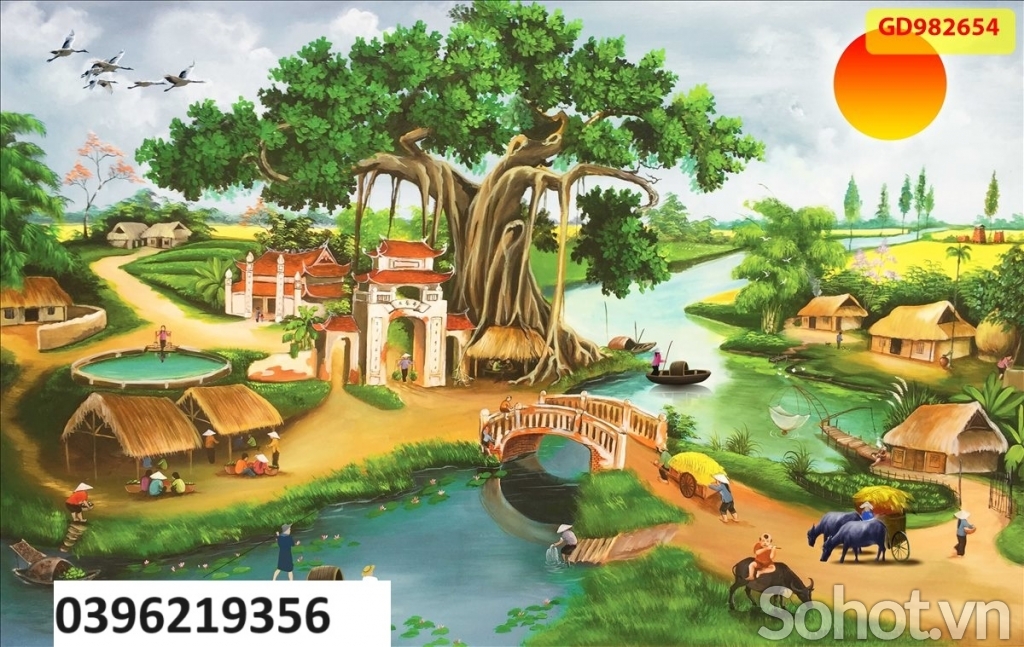 Tranh gạch đồng quê đẹp