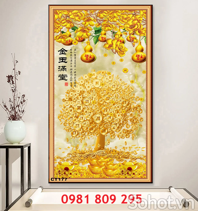 Gạch 3d , gạch trang trí 3d cây kim tiền