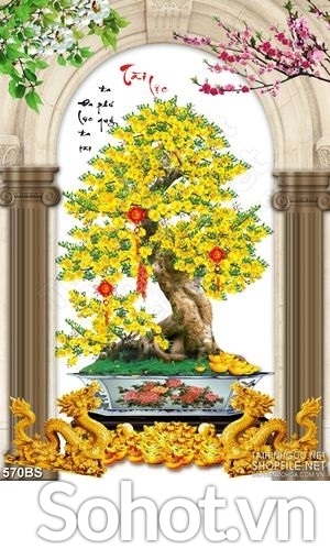 tranh gạch cây mai 3d - FVC32