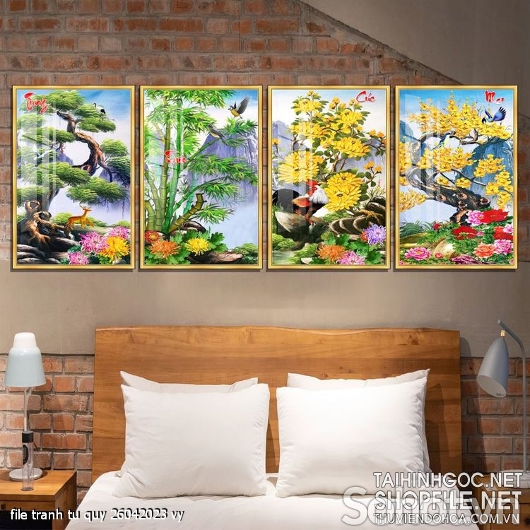Gạch tranh trang trí tứ quý sang trọng
