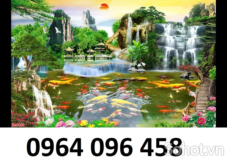 gạch tranh 3d cá chép phong thủy - HMN7