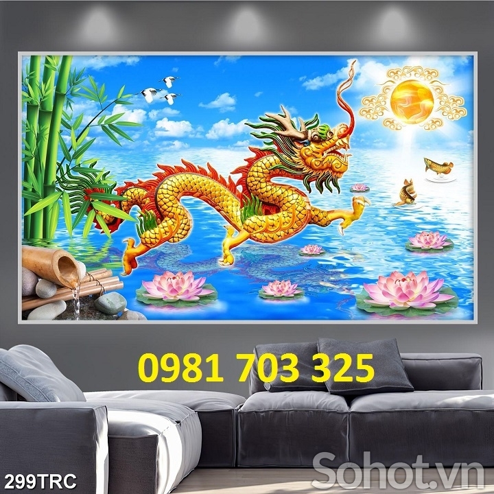 Tranh rồng phong thủy trang trí phòng khách