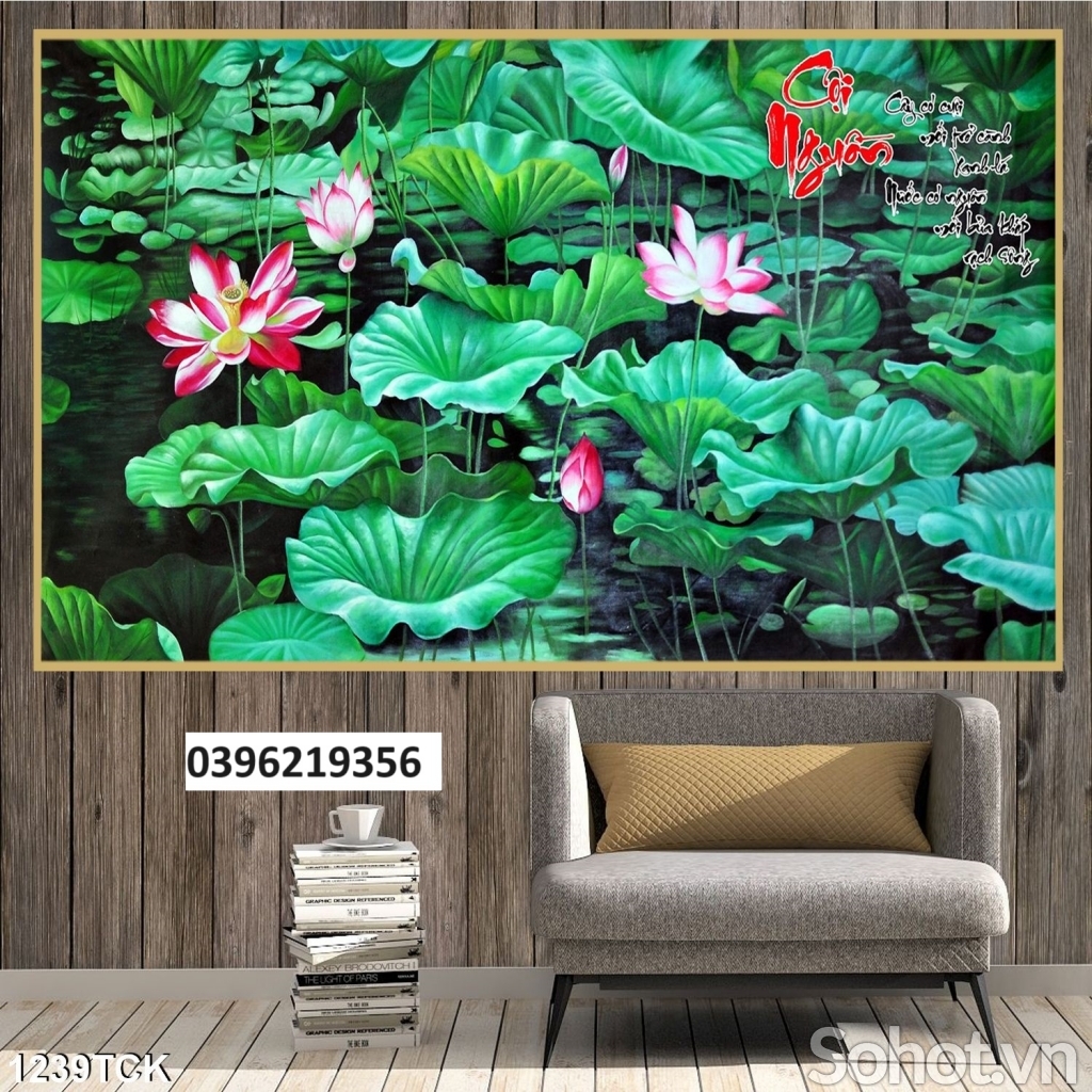 Tranh hoa sen trang trí 3d