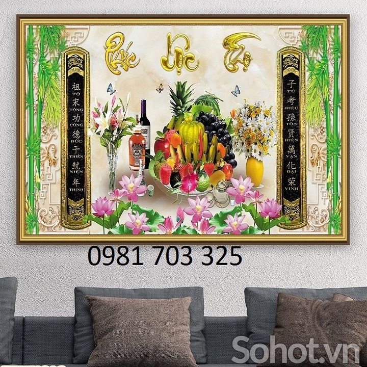 Tranh gạch 3D trang trí phòng thờ đẹp