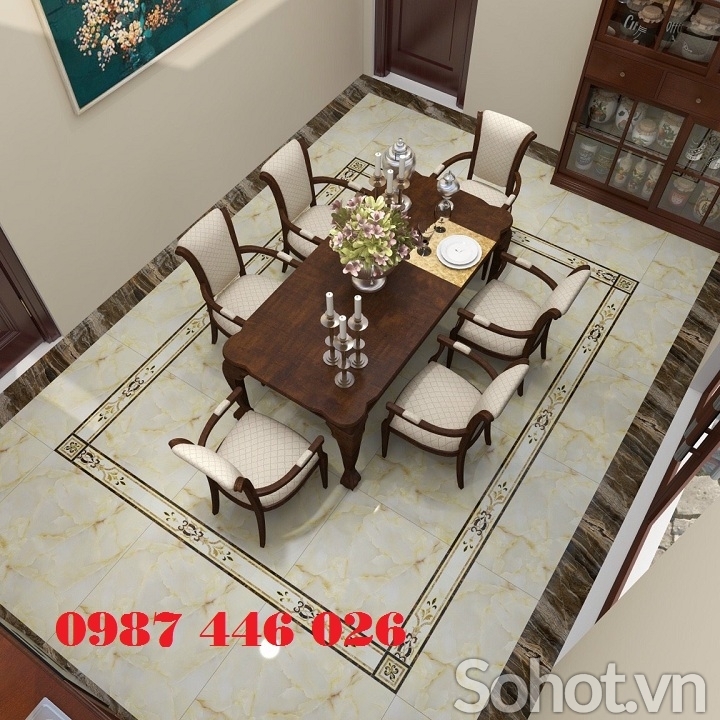 Gạch viền hoa văn khắc vàng HP739