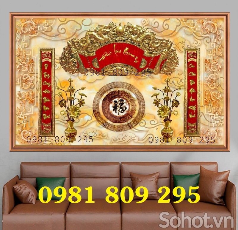 Gạch 3d ban thờ Phúc Lộc Thọ JH96