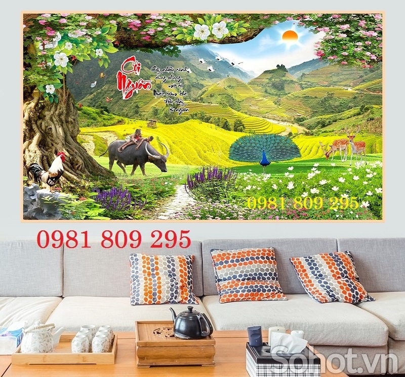 Mẫu tranh gạch 3d đồng quê