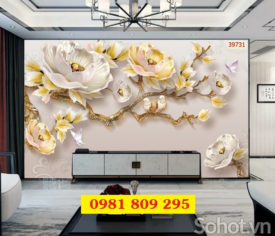 Tranh 3d hoa ngọc- tranh dán tường bằng gạch hp999