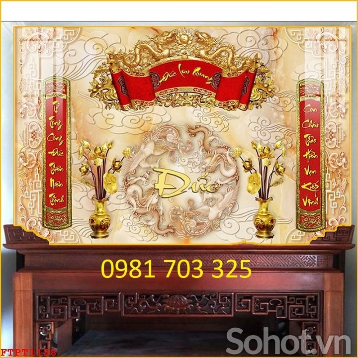 Tranh gạch 3D trang trí phòng thờ đẹp