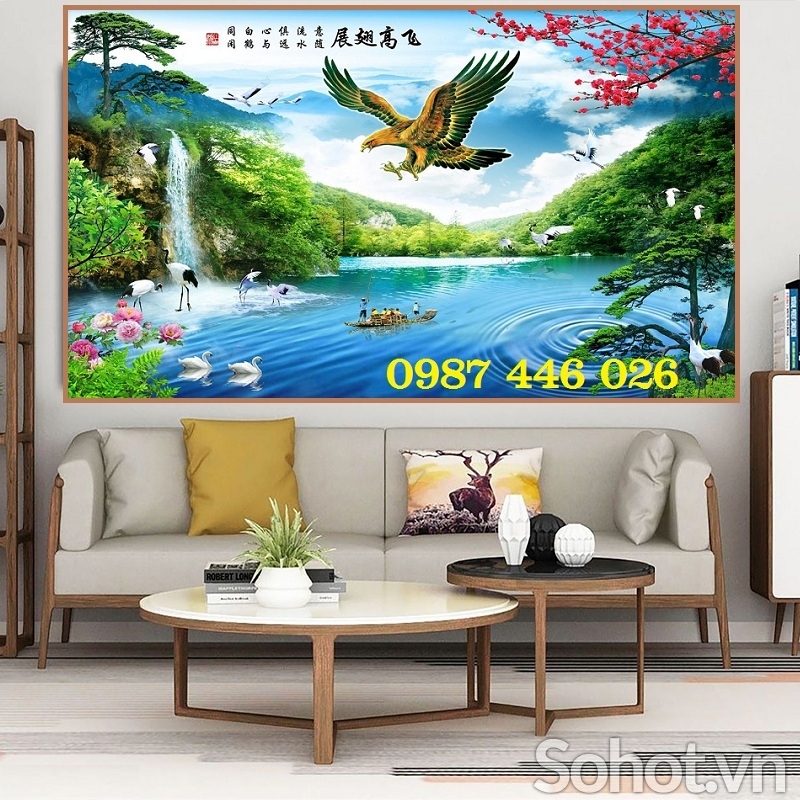 Gạch tranh thác nước, tranh phong cảnh đẹp HP7292