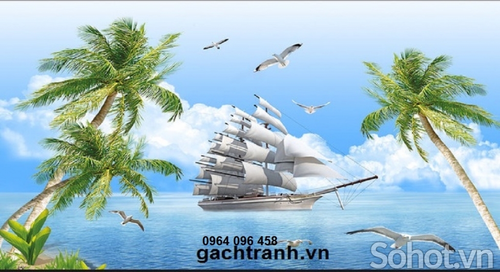 Tranh gạch 3d thuyền buồm - JHG44