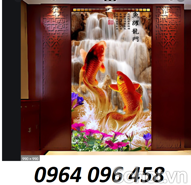 Tranh 3d cá chép - tranh gạch 3d cá chép - 755XY