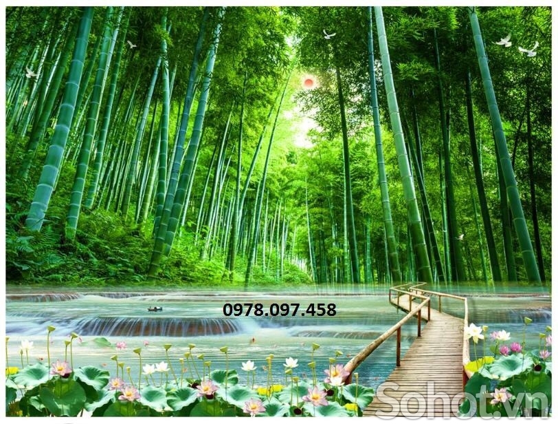 Gạch tranh vườn trúc ốp tường