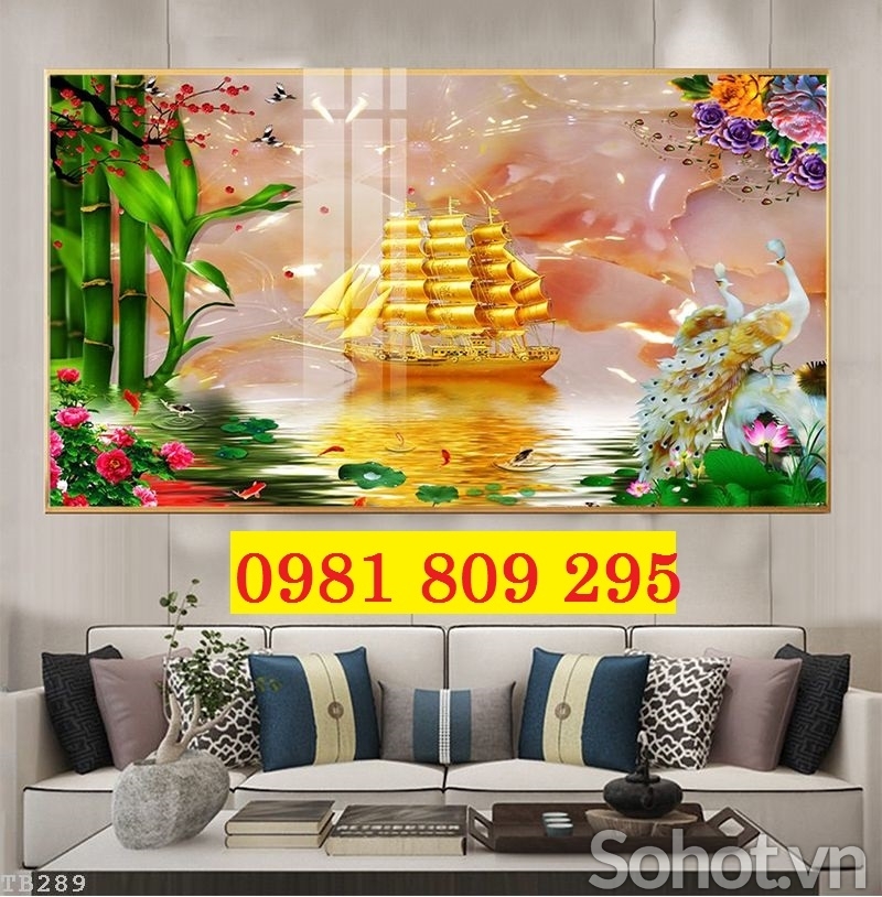 Tranh thuyền , gạch tranh phong thủy 3d