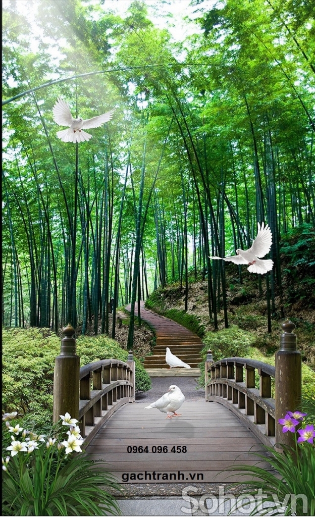 Tranh gạch 3d con đường hàng cây - 055XP