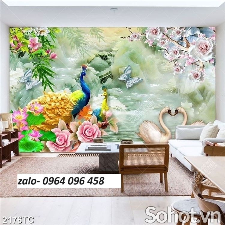 Tranh gạch trang trí phòng khách 3d - MXV43