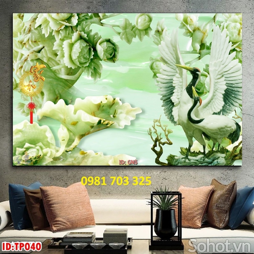 Gạch men 3D phong thủy int heo yêu cầu, tranh hạc