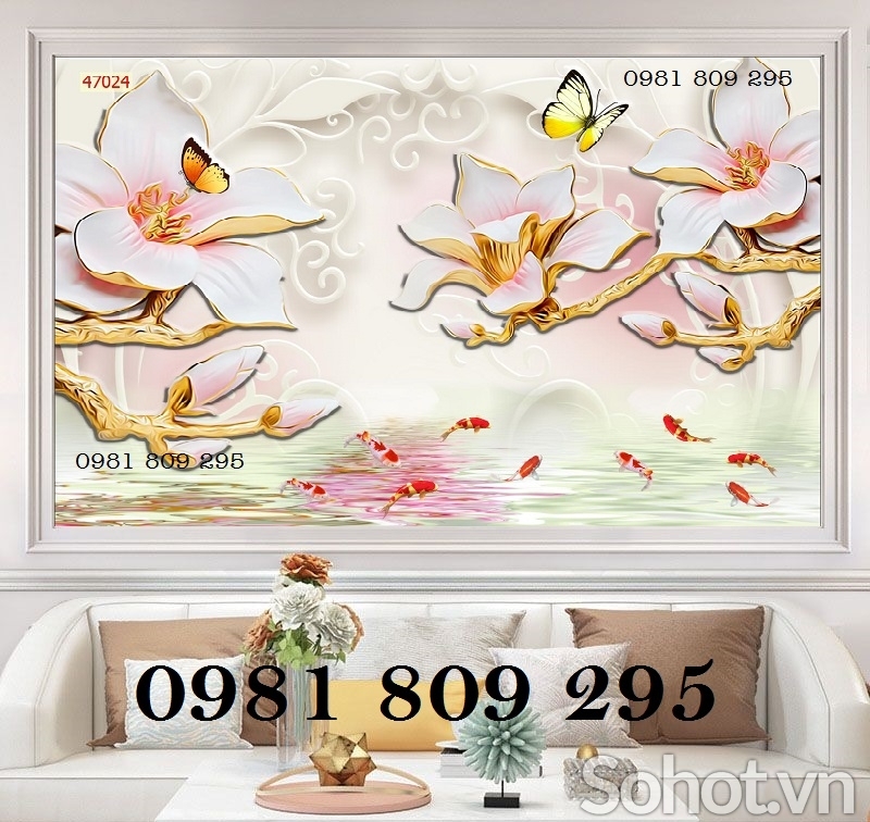 Tranh gạch 3d hoa ngọc - tranh phòng khách
