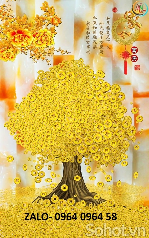 Tranh gạch cây kim tiền 3d - SXXX4