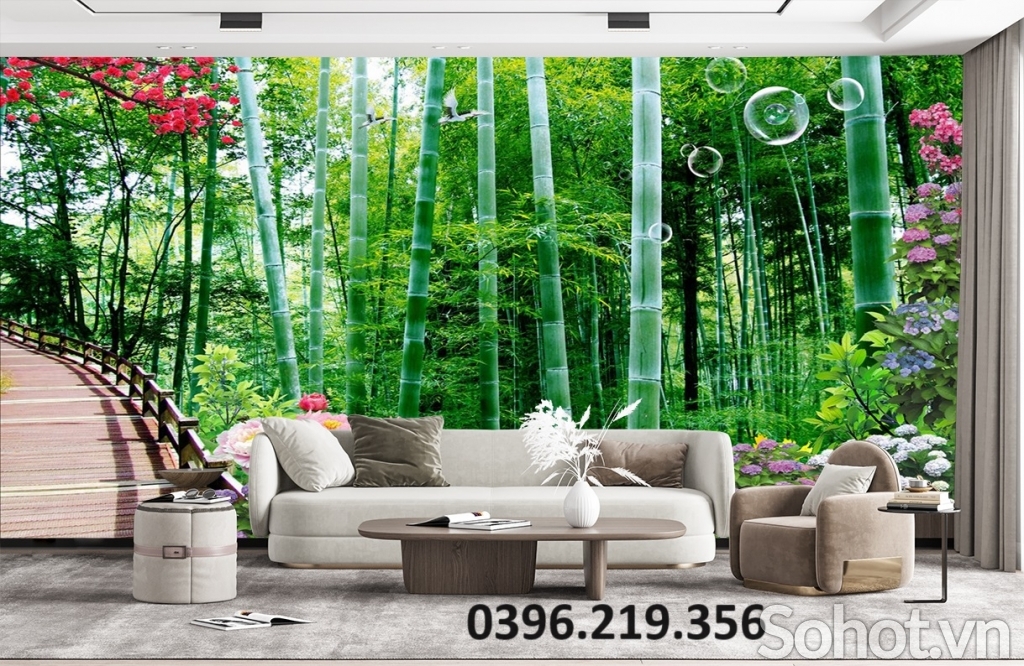 Gạch tranh tre trúc đẹp trang trí