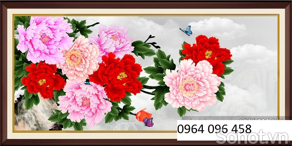 Tranh gạch hoa mẫu đơn 3d - 399CBB