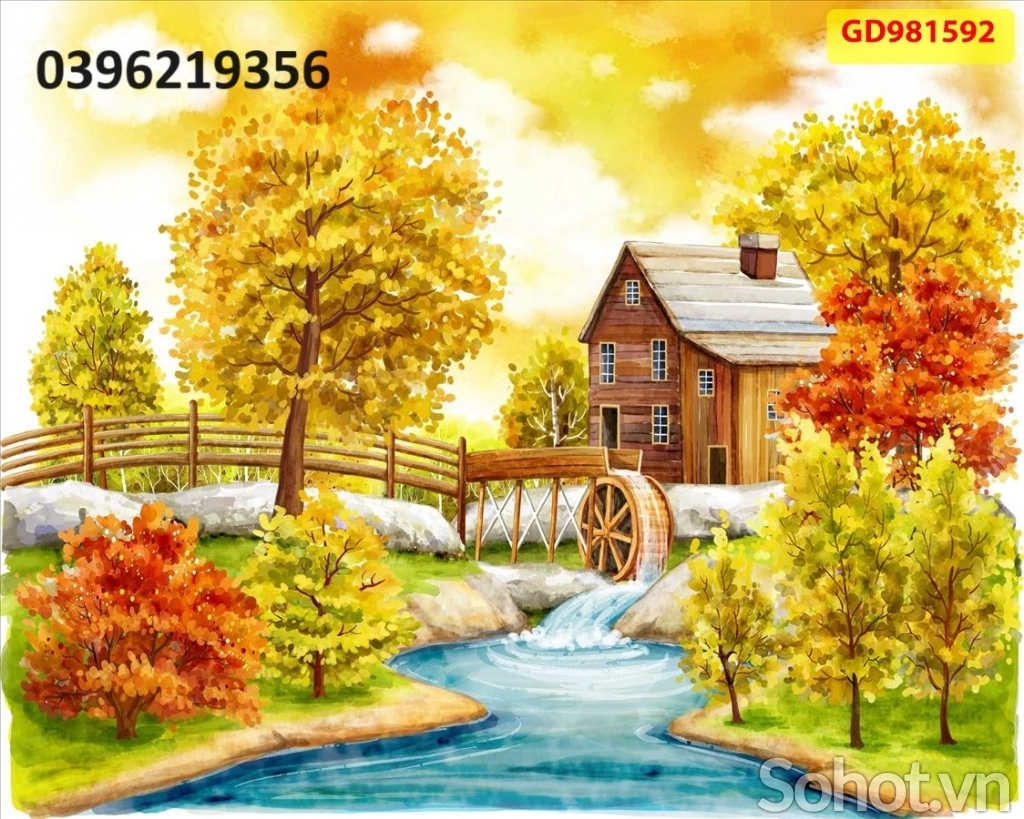 Tranh gạch đồng quê đẹp