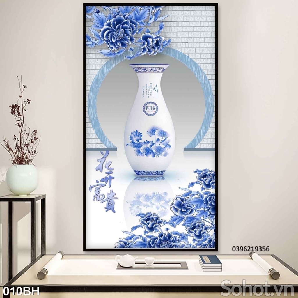 Tranh bình hoa đẹp trang trí 3D